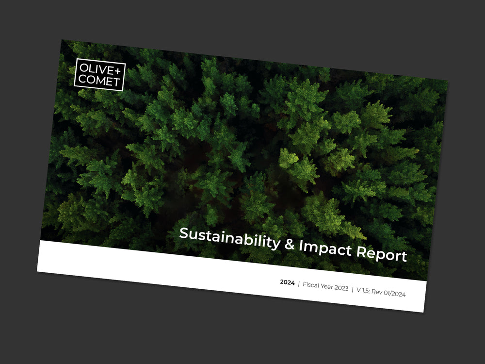 Cover image of the 2024 Olive+Comet Sustainability & Impact report