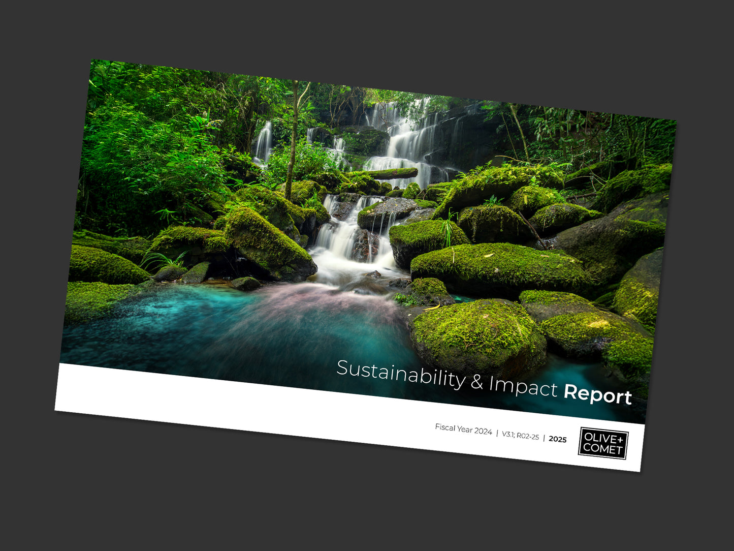 Cover photo of the Olive+Comet 2025 Sustainability & Impact Report (Fiscal 2024)